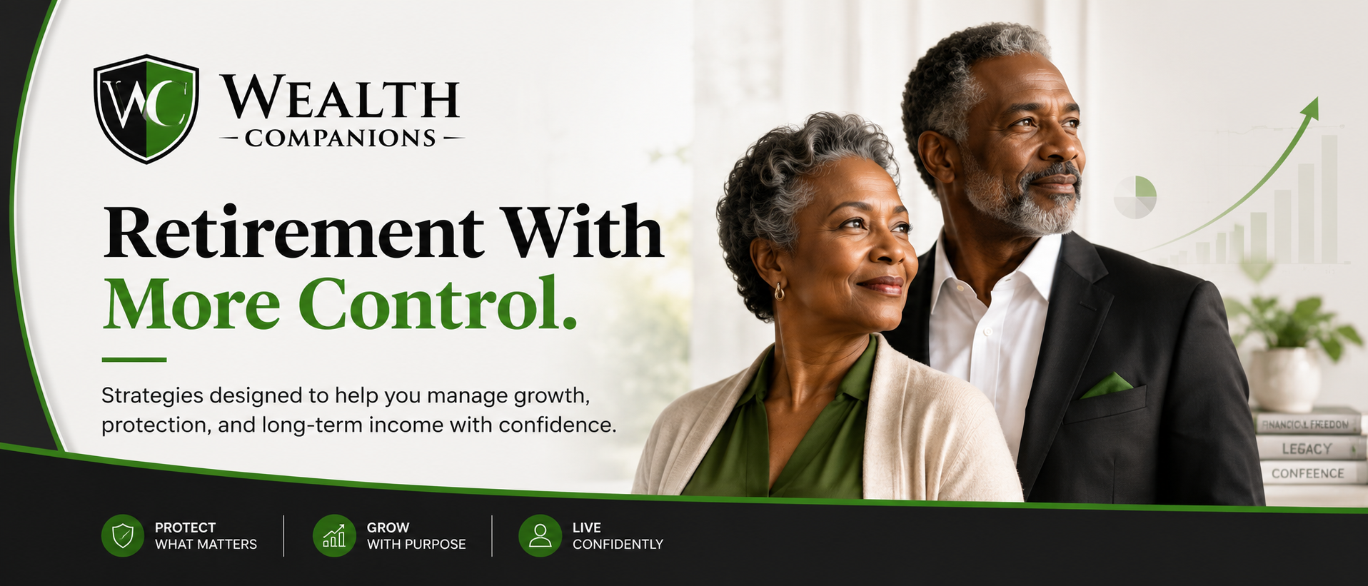 Confident couple planning retirement with Wealth Companions
